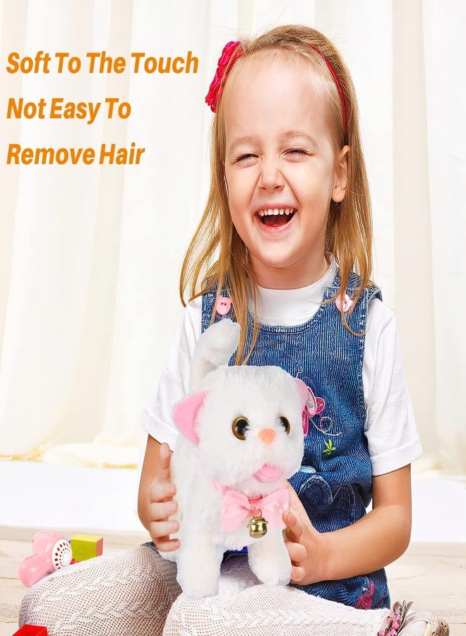 WorWoder Electronic Plush Interactive Cats for Kids That Move and Meow Walking Lifelike Interactive Toy Robot Kitten Pet Cute Stuffed Kitten for Girls Kids (White) - Image 5